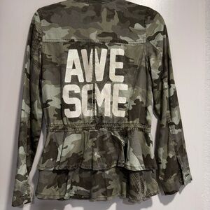 Jessica Simpson Green Camouflage Utility Jacket